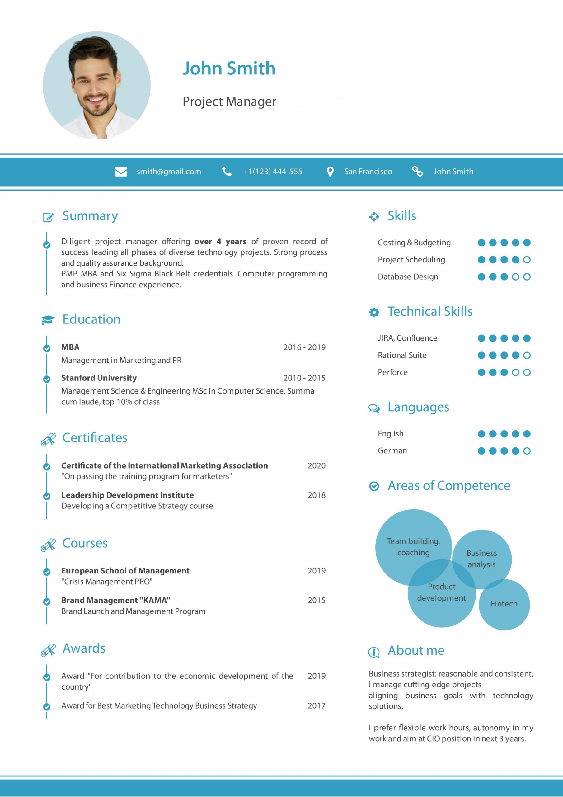 Sample resume template with infographic