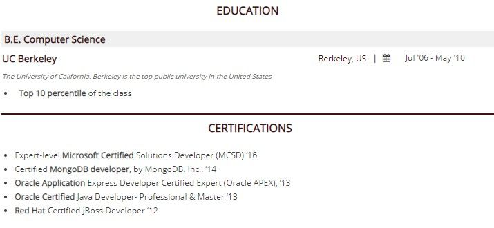 How do I write about certificates on my resume?