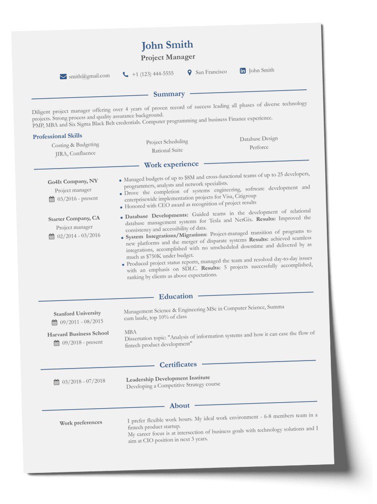 resume writing in english pdf